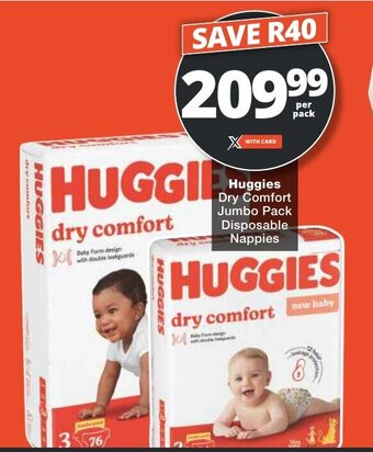 Checkers Huggies Dry Comfort Jumbo Pack Disposable Nappies offer