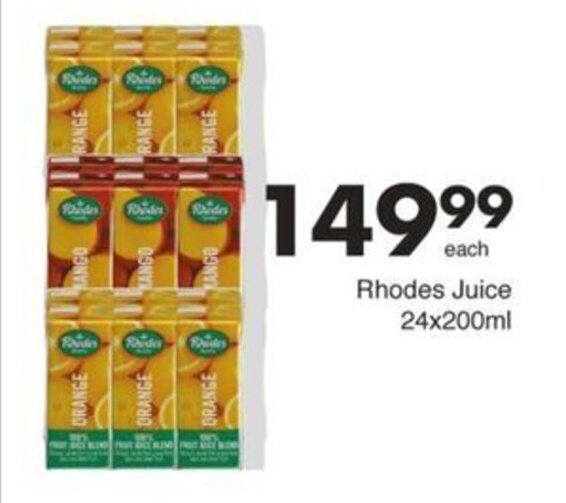 Rhodes Juice 24x200ml offer at Save Hyper