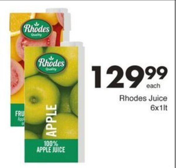 Rhodes Juice 6x1L offer at Save Hyper