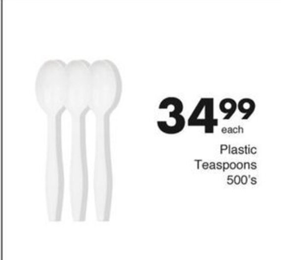 each Plastic Teaspoons 500's offer at Save Hyper