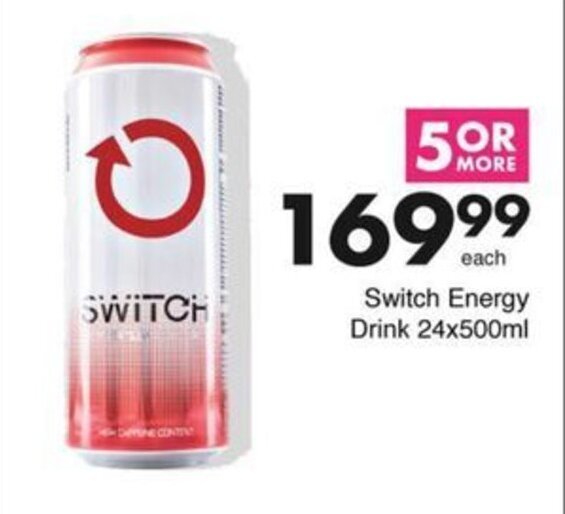 Switch Energy Drink 24x500ml offer at Save Hyper
