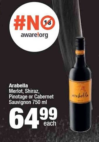 Spar Arabella Merlot, Shiraz, Pinotage or Cabernet Sauvignon 750 ml offer