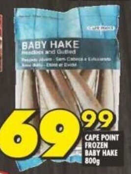 Shoprite CAPE POINT FROZEN BABY HAKE 800g offer