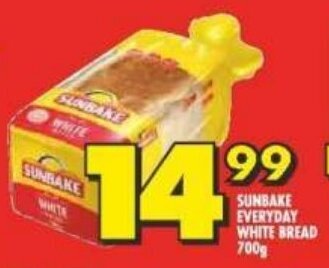 Shoprite SUNBAKE EVERYDAY WHITE BREAD 700g offer