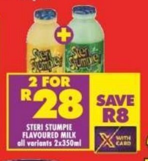 Shoprite STERI STUMPIE FLAVOURED MILK all variants 2x350ml offer