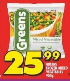 Shoprite GREENS FROZEN MIXED VEGETABLES 900g offer