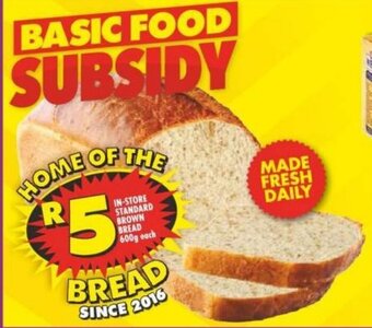 Shoprite IN-STORE STANDARD BROWN BREAD 600g each offer