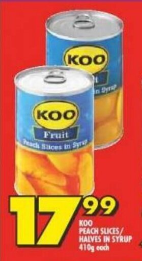 Shoprite KOO PEACH SLICES/ HALVES IN SYRUP 410g each offer