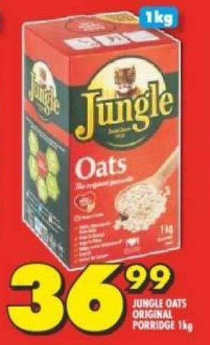 Shoprite JUNGLE OATS ORIGINAL PORRIDGE 1kg offer