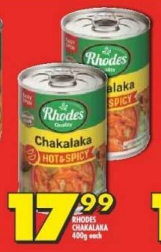 Shoprite RHODES CHAKALAKA 400g each offer