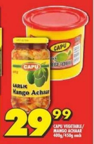 Shoprite CAPU VEGETABLE/ MANGO ACHAAR 400g/450g each offer