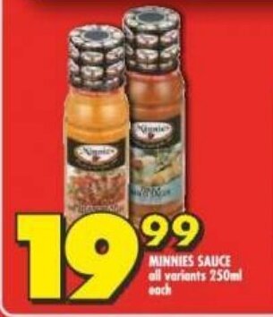 Shoprite MINNIES SAUCE all variants 250ml each offer
