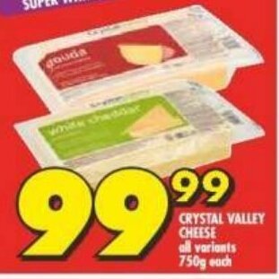 Shoprite CRYSTAL VALLEY CHEESE all variants 750g each offer