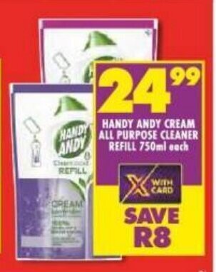 Shoprite HANDY ANDY CREAM ALL PURPOSE CLEANER REFILL 750ml each offer