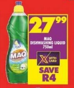 Shoprite MAQ DISHWASHING LIQUID 750ml offer