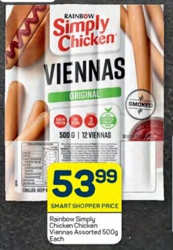 Pick n Pay Rainbow Simply Chicken Chicken Viennas Assorted 500g Each offer
