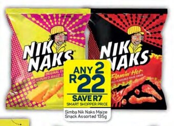 Pick n Pay Simba Nik Naks Maize Snack Assorted 135g offer