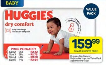 Pick n Pay Huggies Dry Comfort Disposable Nappies Value Pack Assorted Per Pack offer