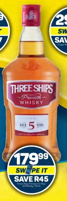 Pick n Pay Three Ships Premium 5-year-Old Whisky 750ml offer