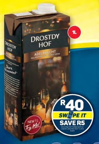 Pick n Pay Drostdy Hof Adalpracht or Claret Late Harvest 1Litre Each offer