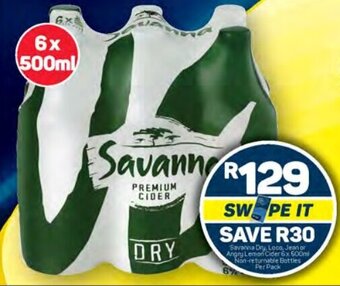 Pick n Pay Savanna Dry Loco Angry Lemon Cider 6x 500m Non-returnable Bottles Per Pack offer