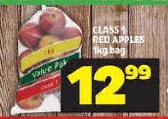 Usave CLASS 1 RED APPLES 1kg bag offer