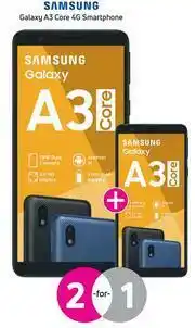 Game 2 x Samsung Galaxy A3 Core 4G Smartphone-On Red Flexi 125 (24 Month) & Promo 65x24 offer