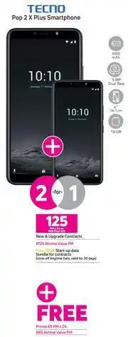 Game 2 x Tecno Pop 2x Plus Smartphone-Red Flexi 125 & Promo 65x24 offer
