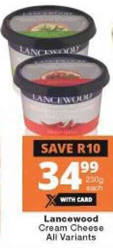 Checkers Lancewood Cream Cheese All Variants 230g offer
