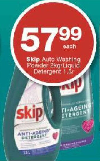 Checkers Skip Auto Washing Powder 2kg/Liquid Detergent 1,5L offer