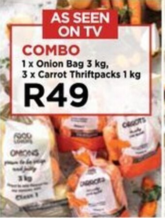 Food Lover's Market COMBO 1x Onion Bag 3 kg, 3 x Carrot Thriftpacks 1kg offer