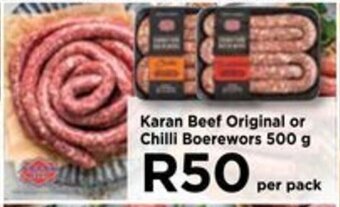 Food Lover's Market Karan Beef Original or Chilli Boerewors 500g offer