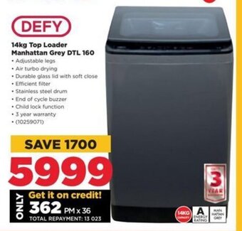 HiFi Corp DEFY 14kg Top Loader Manhattan Grey DTL 160 offer