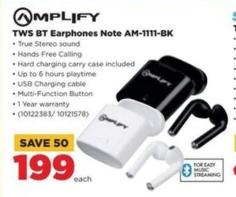 HiFi Corp AMPLIFY TWS BT Earphones Note AM-1111-BK offer