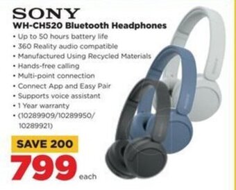 HiFi Corp SONY WH-CH520 Bluetooth Headphones offer