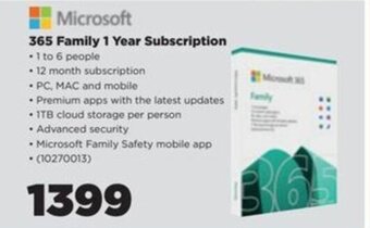 HiFi Corp Microsoft 365 Family 1 Year Subscription offer