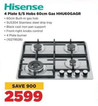 HiFi Corp Hisense 4 Plate S/S Hobs 60cm Gas HHU60GAGR offer