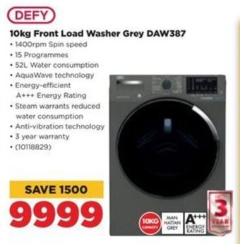 HiFi Corp DEFY 10kg Front Load Washer Grey DAW387 offer