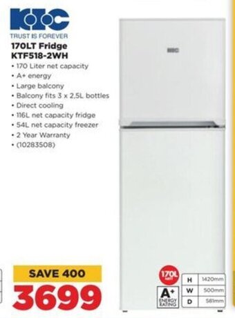 HiFi Corp 170LT Fridge KTF518-2WH offer