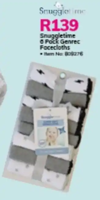 Snuggle Time 6 Pack Generic Face Cloth
