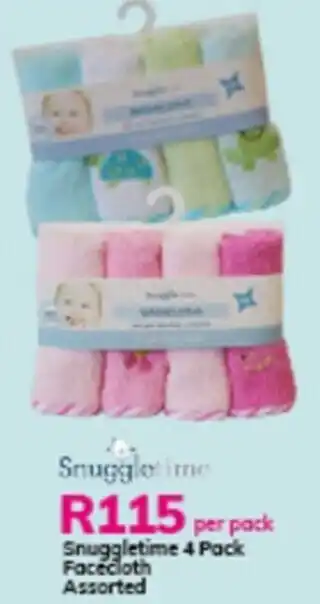 Game Snuggle Time 4 Pack Facecloth offer