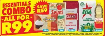 Shoprite Spekko 2kg, Selati Golden Brown Sugar 2kg, Sasko Cake Wheat Flour 2,5kg, White Star Super Maize Meal 2,5kg, Ritebrand Sunflow offer