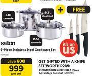Makro Salton 6 piece stainless steel cookware set-per set offer