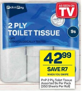 Pick n Pay PnP 2 Ply Toilet Tissue Assorted 9s Per Pack offer