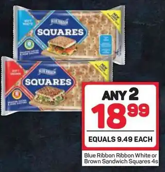 Pick n Pay Blue Ribbon Ribbon White or Brown Sandwich Squares 4s offer