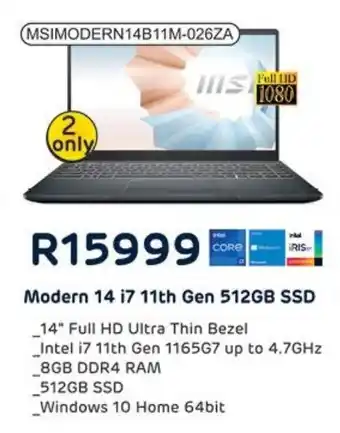 MSI Modern 14 i7 11th Gen 512GB SSD