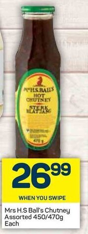 Pick n Pay Mrs H.S Ball's Chutney Assorted 450/470g offer