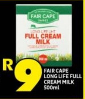 Shoprite FAIR CAPE LONG LIFE FULL CREAM MILK 500ml offer