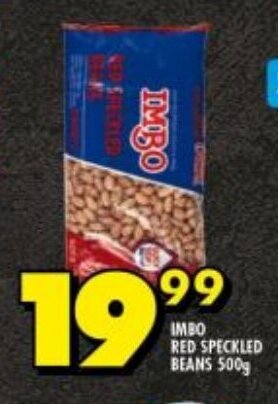 IMBO RED SPECKLED BEANS 500g offer at Shoprite