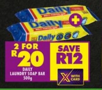 Shoprite DAILY LAUNDRY SOAP BAR 500g offer